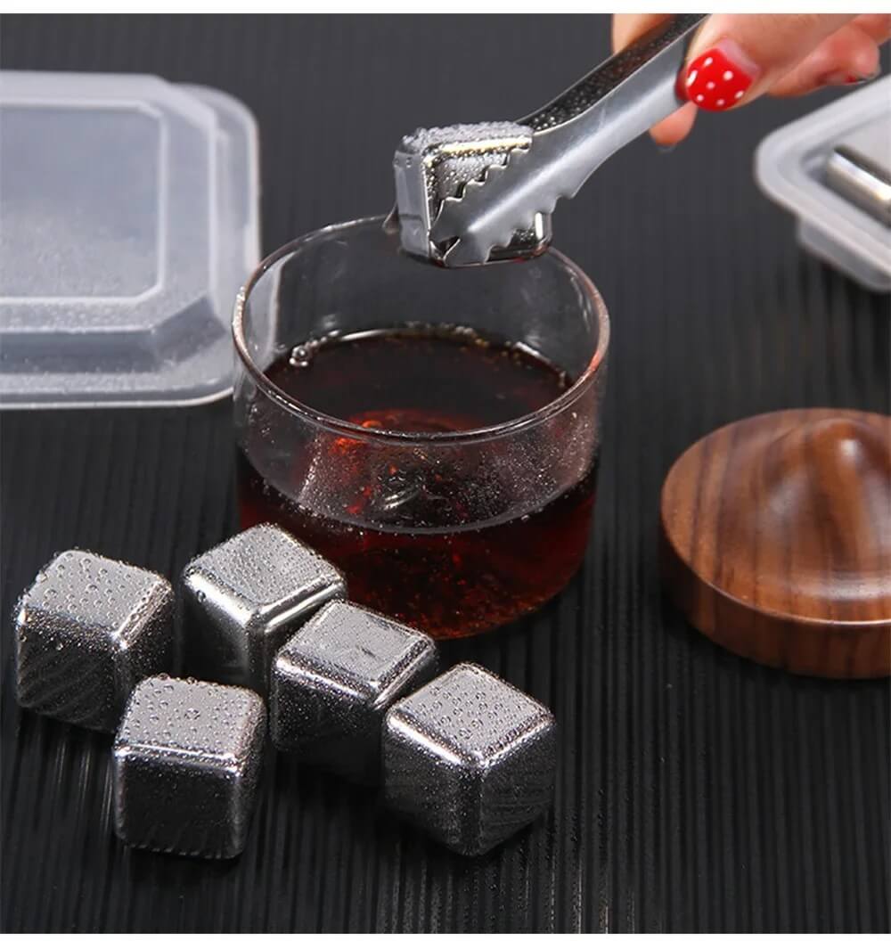 BERNT - Återanvändbar Isbitssats I Rostfritt Stål för Whisky, Vin och Cocktails