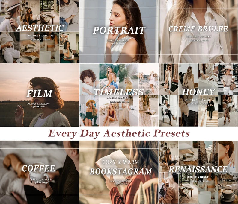 1100+ Lightroom Preset Bundle, Mobile & Desktop Luxury Aesthetic Presets, Clean Neutral Photo Editing Filter for Influencer Travel Blogger