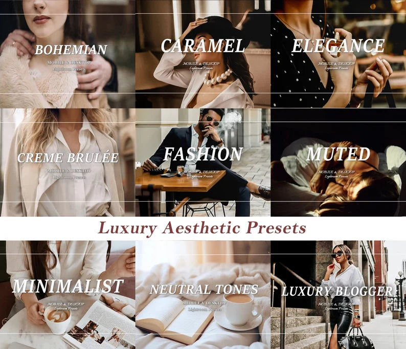 1100+ Lightroom Preset Bundle, Mobile & Desktop Luxury Aesthetic Presets, Clean Neutral Photo Editing Filter for Influencer Travel Blogger