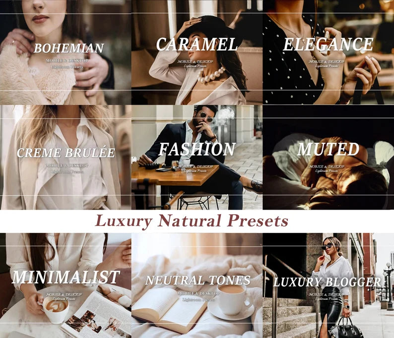 1100+ NATURAL Lightroom PRESET Bundle, Mobile & Desktop Luxury Aesthetic Presets, Bright Neutral Photo Filter, Lifestyle indoor soft Presets