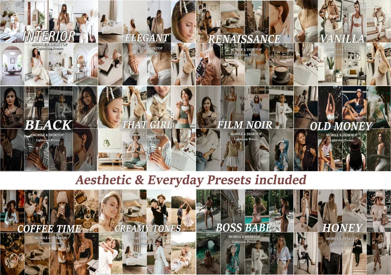 1100+ Lightroom Preset Bundle, Mobile & Desktop Luxury Aesthetic Presets, Clean Neutral Photo Editing Filter for Influencer Travel Blogger