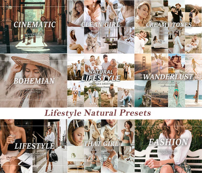 1100+ NATURAL Lightroom PRESET Bundle, Mobile & Desktop Luxury Aesthetic Presets, Bright Neutral Photo Filter, Lifestyle indoor soft Presets
