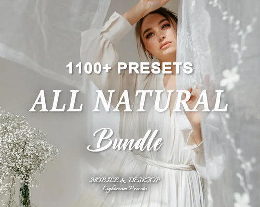 1100+ NATURAL Lightroom PRESET Bundle, Mobile & Desktop Luxury Aesthetic Presets, Bright Neutral Photo Filter, Lifestyle indoor soft Presets