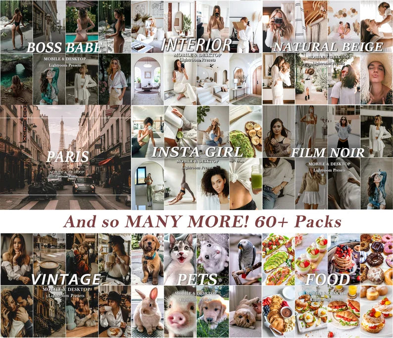 1100+ Lightroom Preset Bundle, Mobile & Desktop Luxury Aesthetic Presets, Clean Neutral Photo Editing Filter for Influencer Travel Blogger