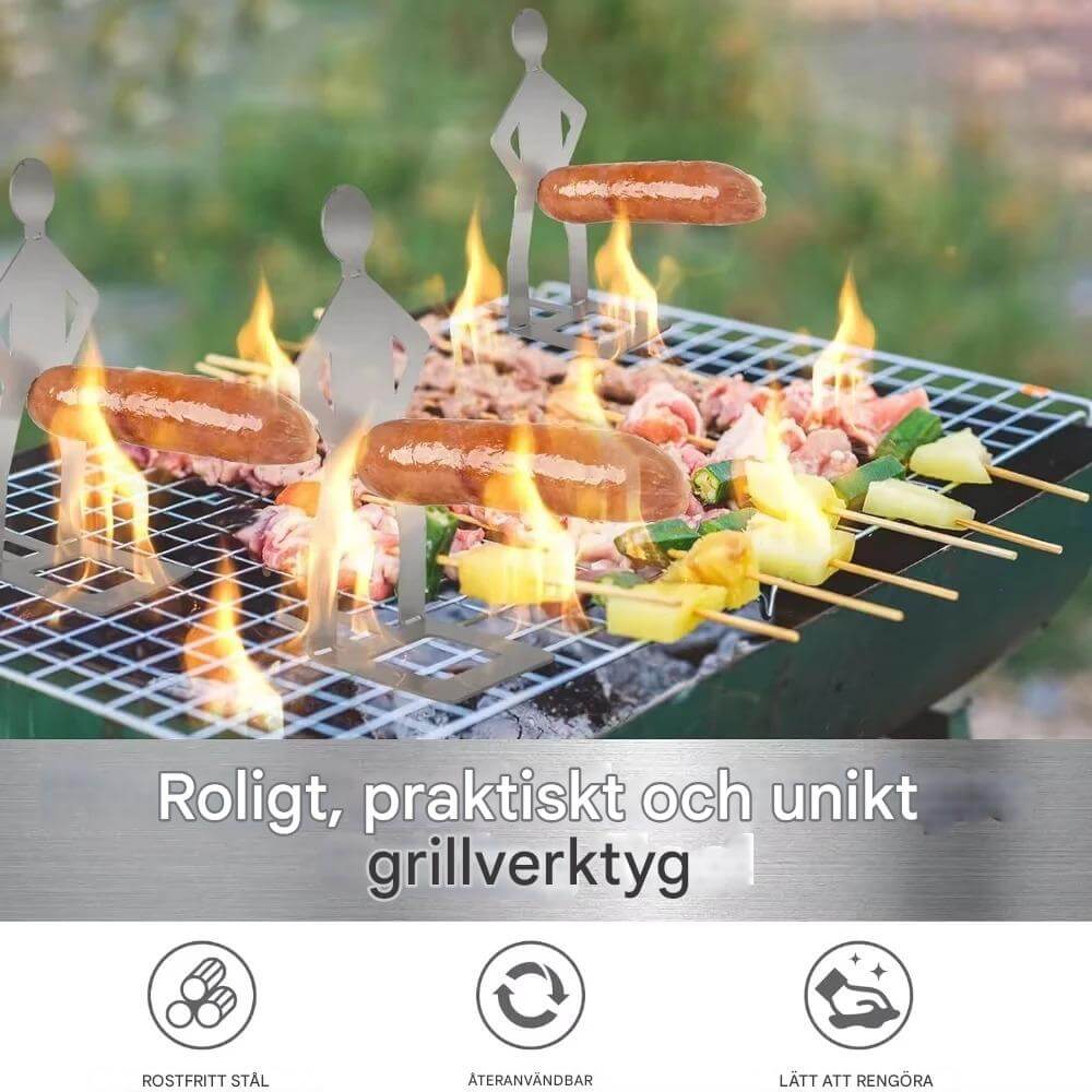 ARON - 5-pack Bärbar Korvhållare I Rostfritt Stål för Camping, Grill och Picknick