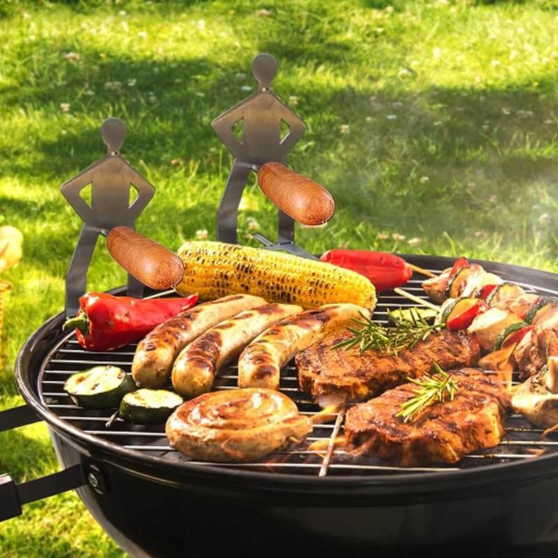 ARON - 5-pack Bärbar Korvhållare I Rostfritt Stål för Camping, Grill och Picknick