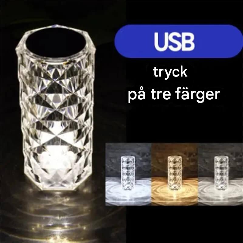 CORNELIA - Touch & Fjärrkontroll USB-Uppladdningsbar Kristall-LED-Lampa med 16 färger för Romantisk Stämning Hemma