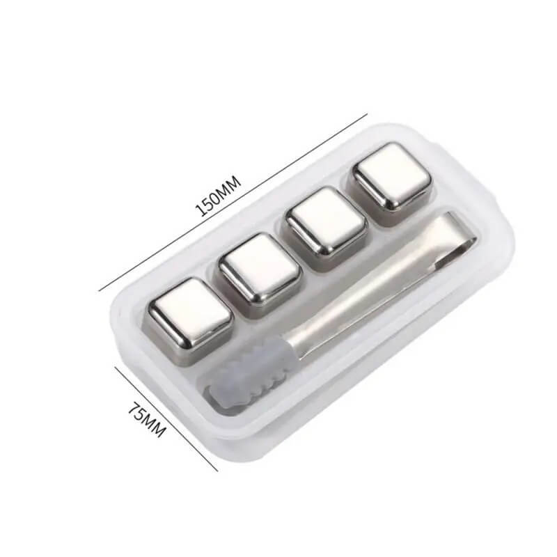 BERNT - Återanvändbar Isbitssats I Rostfritt Stål för Whisky, Vin och Cocktails